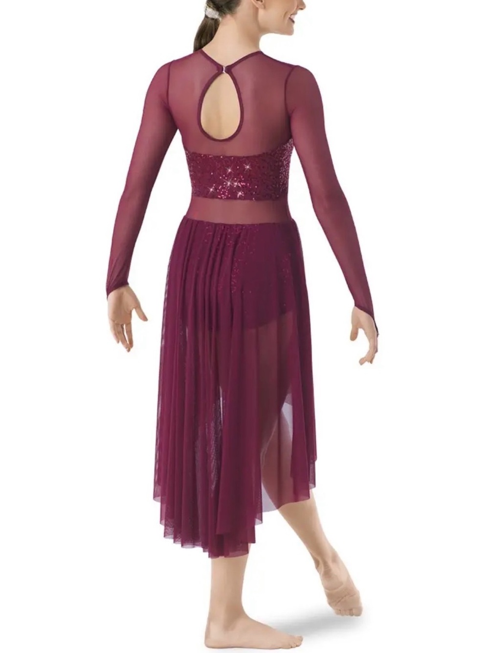 Weissman “Island” Plum Long-Sleeve Sequin Dance Dress - LA